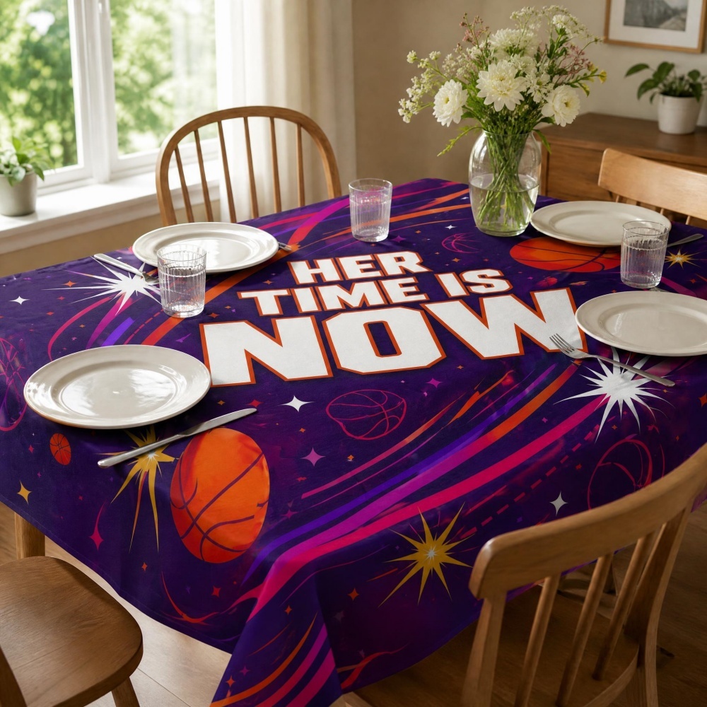 Party Games Girls Night - Basketball Tablecloth, Star Meteor Pattern Printed