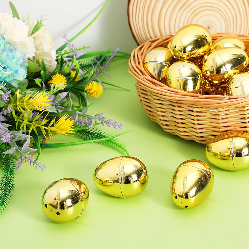 6-24pcs Golden Easter Eggs Pla - Party Games Easter Egg 评论和价格