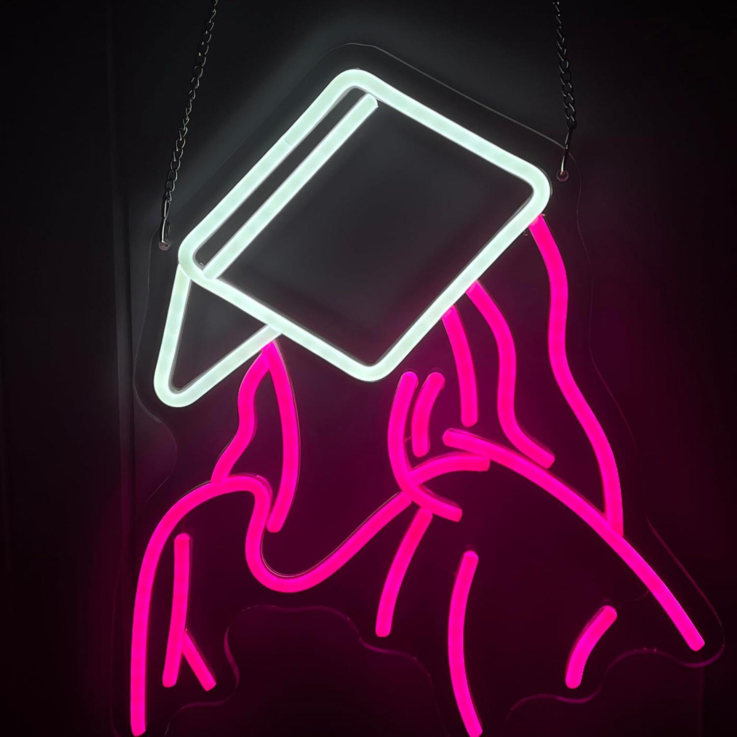 Reading Girl Neon Sign USB Dim - Party Games Girls Night 评论和价格